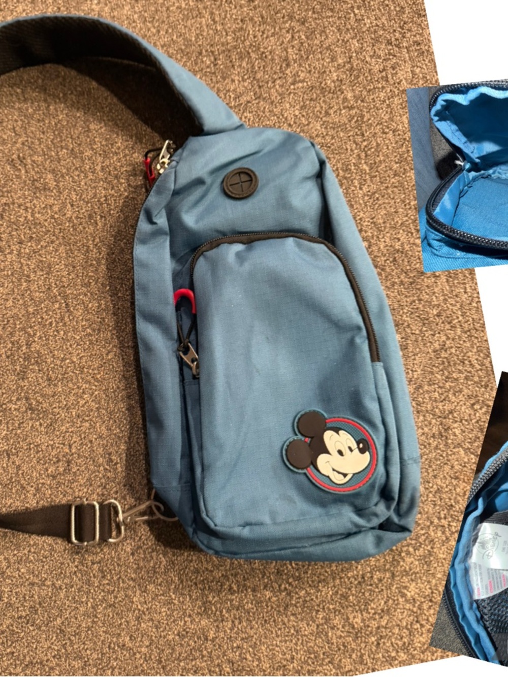Disney Blue Mickey Mouse Sling Bag for Men with Red Accent